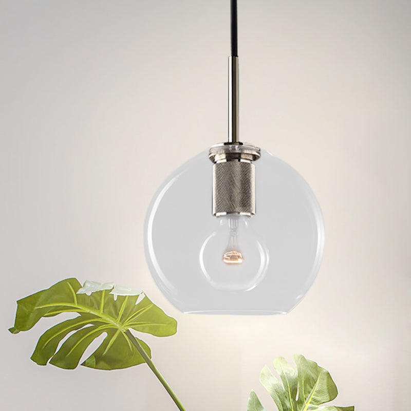 Modern Black/Brass/Chrome Pendant Lamp - 1 Light Clear Glass Ceiling Fixture