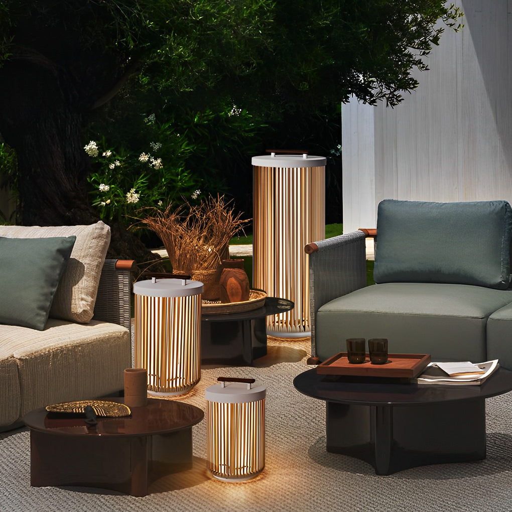 Handmade Rattan Waterproof LED Solar Outdoor Lantern