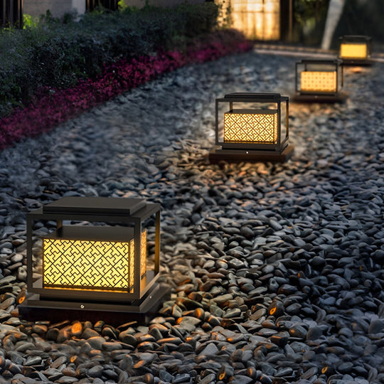 Square Solar Waterproof Outdoor Fence Post Light with Warm Glow