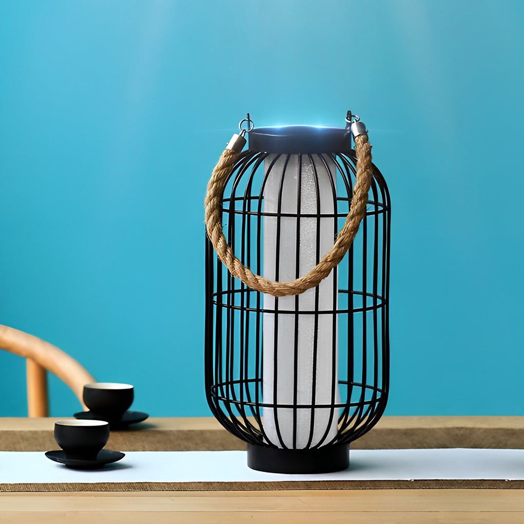 Classic Iron Lantern Solar Lawn Lamp Waterproof Portable Outdoor Light