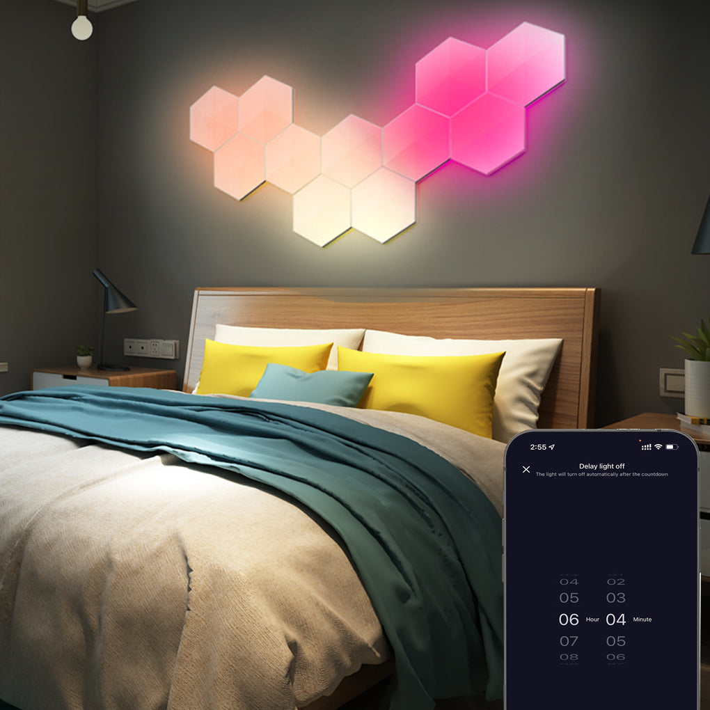 Hexagon Cellular Shaped RGBIC Smart Wall Lamp – Music Sync LED Panels
