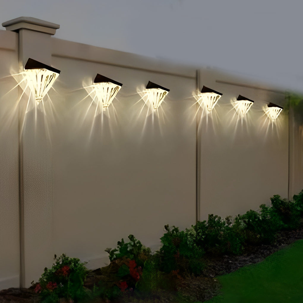2PCS Geometric LED Solar Wall Lamp Waterproof Outdoor Wall Lights