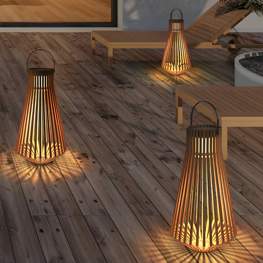 Adjustable Portable Wood Solar LED Outdoor Garden Light