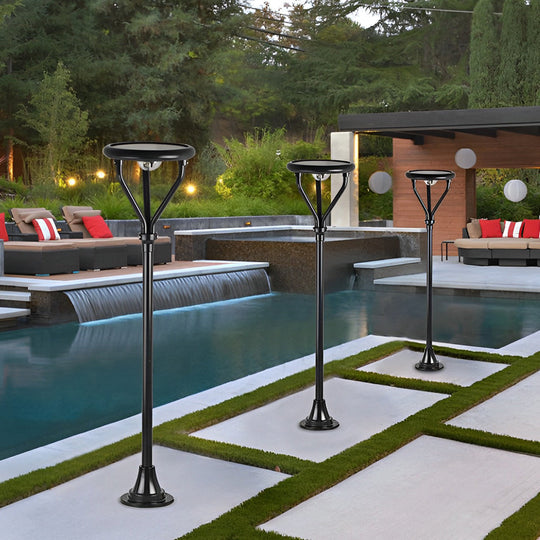 Intelligent Modern Solar LED Lamp Post – Outdoor Waterproof Round Light