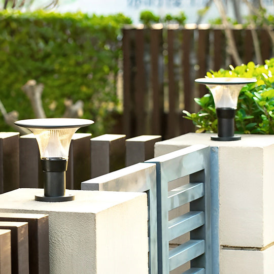 Round Dimmable LED Solar Fence Post Light Waterproof Outdoor Lamp