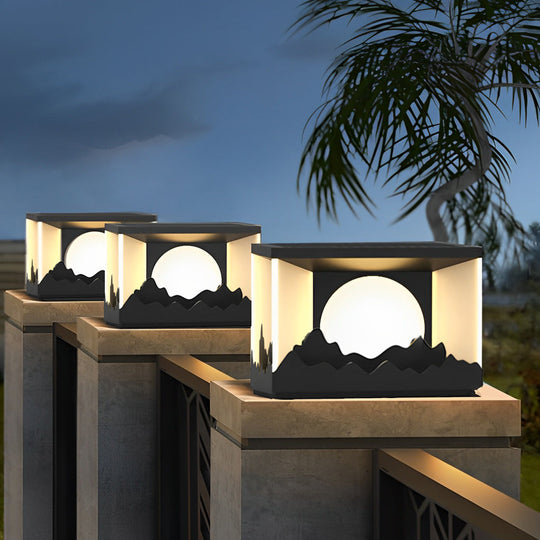 Mountain Scenery Solar LED Waterproof Outdoor Fence Post Light