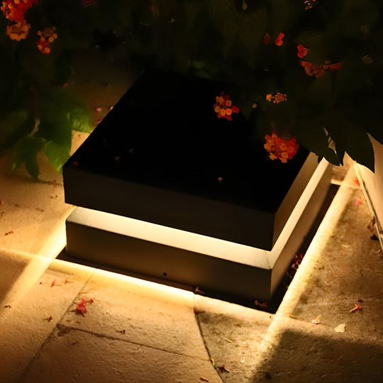 Square LED 16W Waterproof Black Modern Solar Post Caps Lights Pillar Light