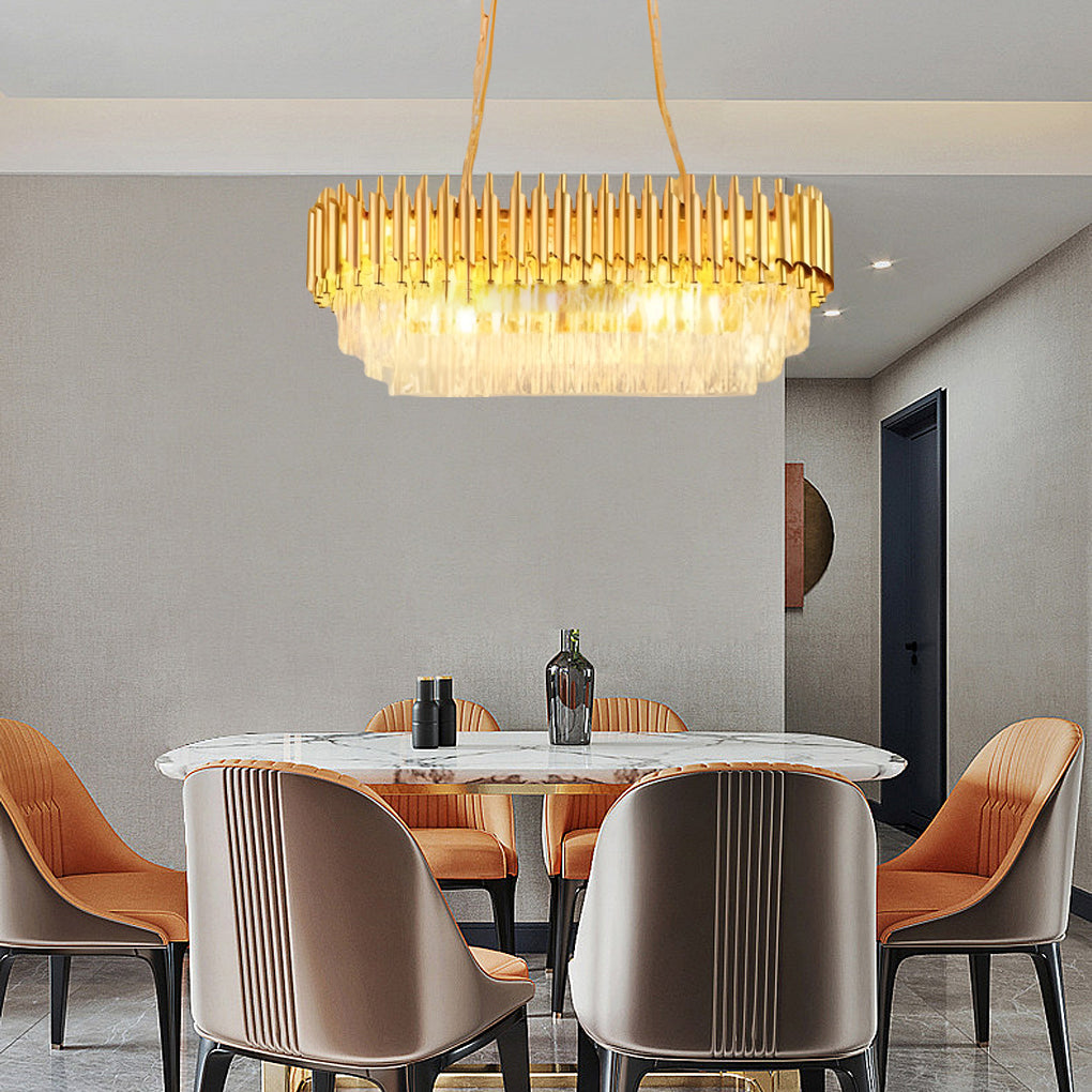 Round Oval Crystal Three Step Dimming Luxury Post Modern Chandelier