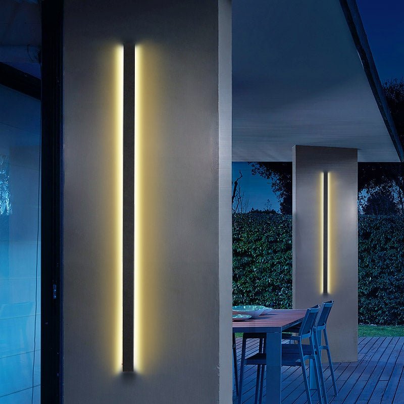 Black Long LED Linear Outdoor Wall Lights – Modern Waterproof Porch & Garden Lighting
