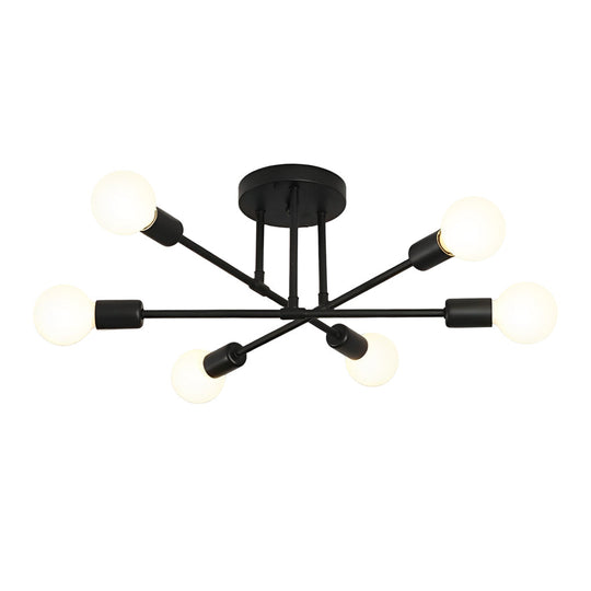 Elegant 6 Light Flush Mount LED Ceiling Light with E26 E27 Base