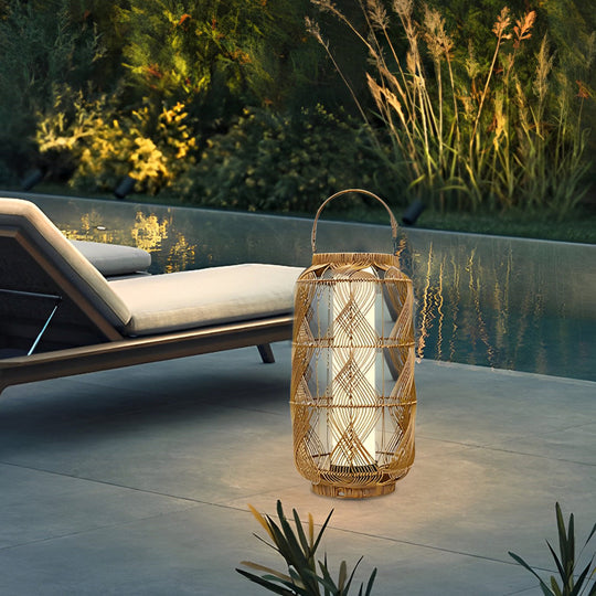 Rattan Waterproof LED Portable Solar Floor Lamp