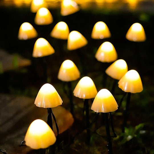 Outdoor Mini Mushroom RGB Solar 16.4 ft LED String Lights