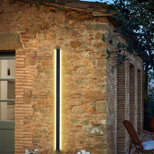 Black Long Linear Metal Waterproof Dimmable Modern Outdoor Wall Lights