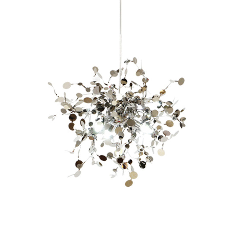 Silver Metal LED Pendant Light Fixture for Modern Living Rooms
