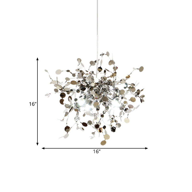 Silver Metal LED Pendant Light Fixture for Modern Living Rooms