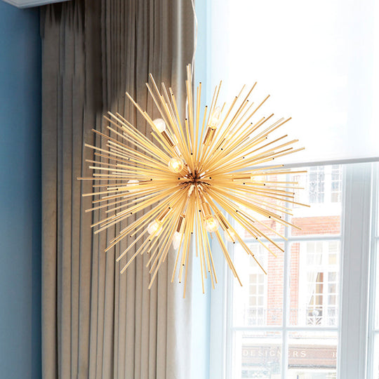 Gold Metal Starburst Chandelier Pendant Light - 20.5"/23"/25" Dia, Modern LED Hanging Ceiling Light