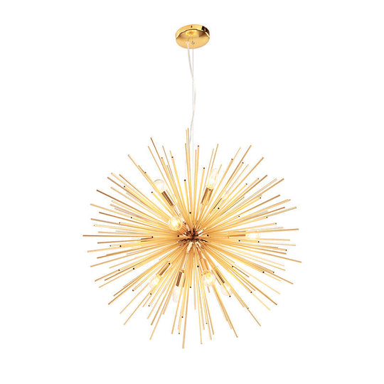 Gold Metal Starburst Chandelier Pendant Light - 20.5"/23"/25" Dia, Modern LED Hanging Ceiling Light