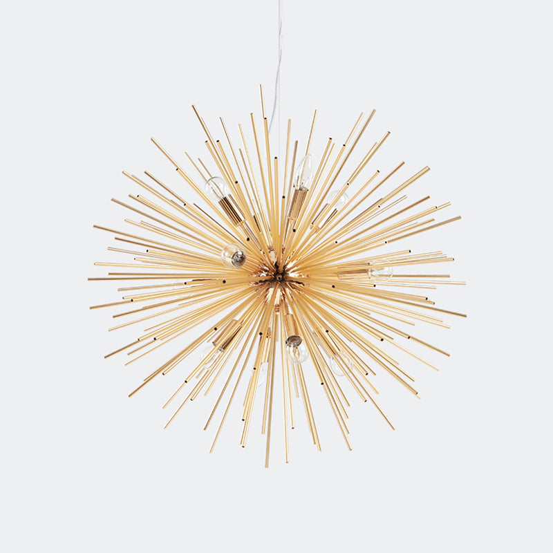 Gold Metal Starburst Chandelier Pendant Light - 20.5"/23"/25" Dia, Modern LED Hanging Ceiling Light