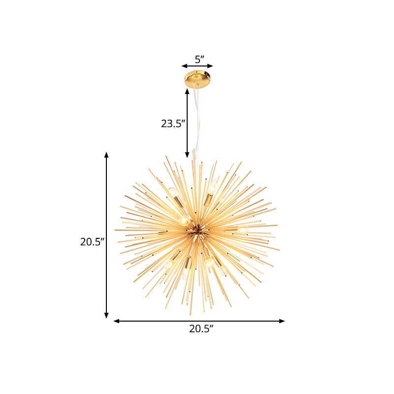 Gold Metal Starburst Chandelier Pendant Light - 20.5"/23"/25" Dia, Modern LED Hanging Ceiling Light