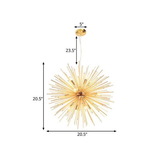 Gold Metal Starburst Chandelier Pendant Light - 20.5"/23"/25" Dia, Modern LED Hanging Ceiling Light