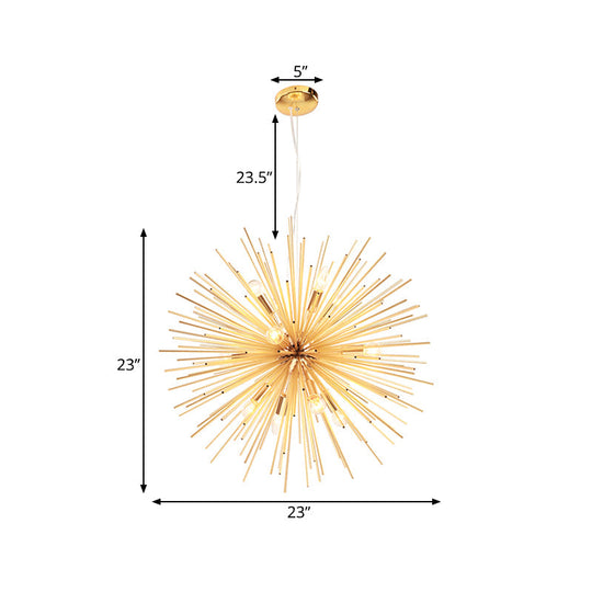 Gold Metal Starburst Chandelier Pendant Light - 20.5"/23"/25" Dia, Modern LED Hanging Ceiling Light