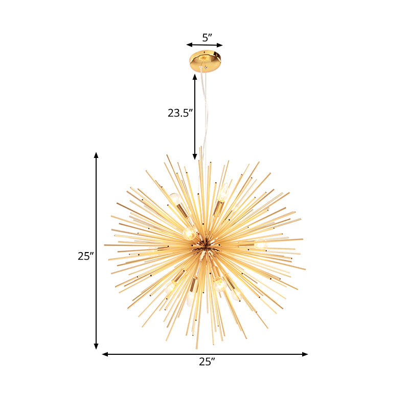 Gold Metal Starburst Chandelier Pendant Light - 20.5"/23"/25" Dia, Modern LED Hanging Ceiling Light