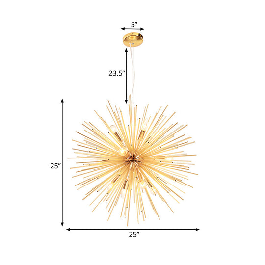Gold Metal Starburst Chandelier Pendant Light - 20.5"/23"/25" Dia, Modern LED Hanging Ceiling Light