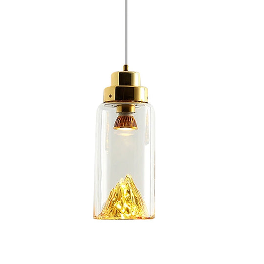 Cylinder/Semicircle Pendant Light - Modern Clear Glass LED Hanging Lamp for Dining Room