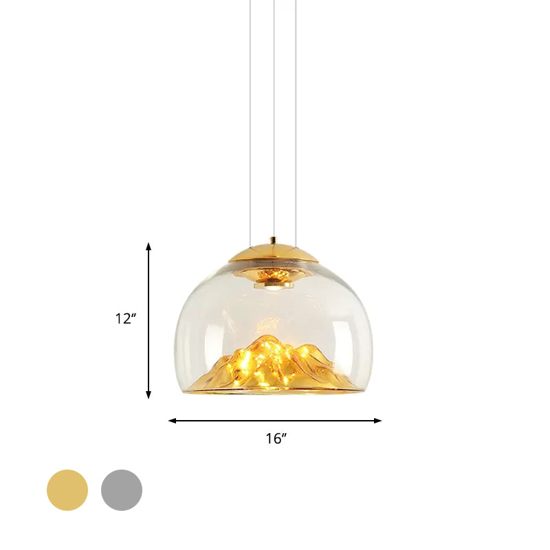 Cylinder/Semicircle Pendant Light - Modern Clear Glass LED Hanging Lamp for Dining Room