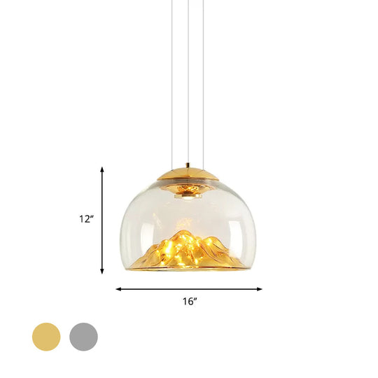 Cylinder/Semicircle Pendant Light - Modern Clear Glass LED Hanging Lamp for Dining Room