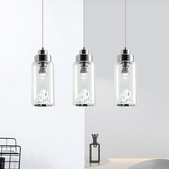 Cylinder/Semicircle Pendant Light - Modern Clear Glass LED Hanging Lamp for Dining Room