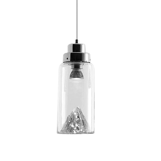 Cylinder/Semicircle Pendant Light - Modern Clear Glass LED Hanging Lamp for Dining Room