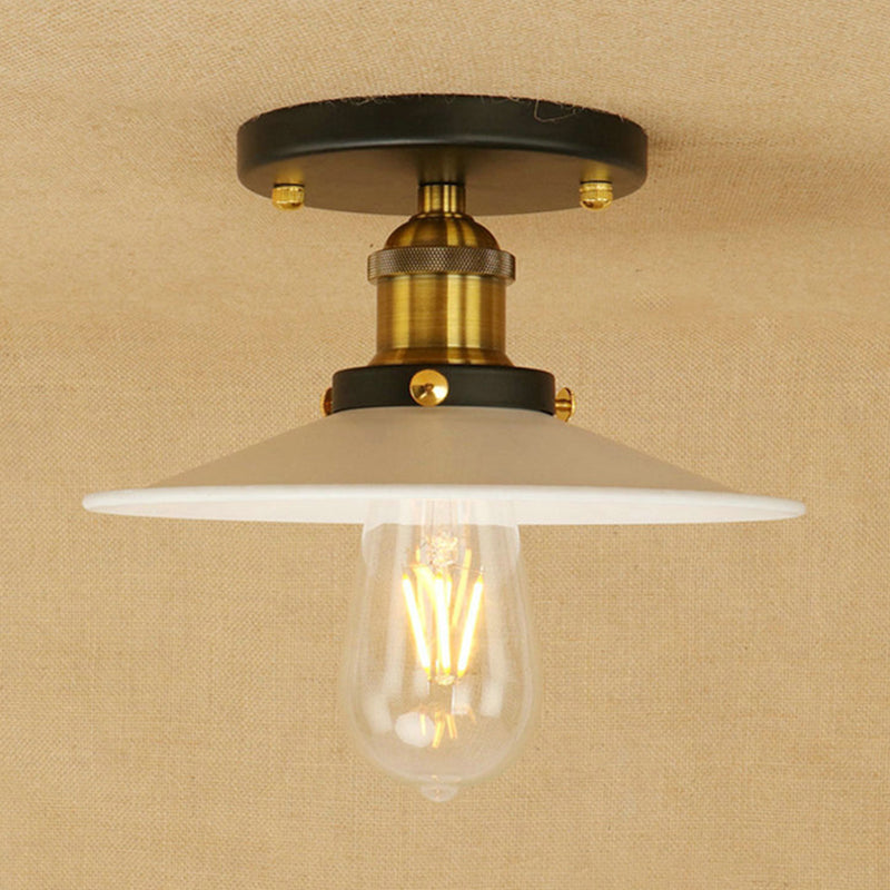 Sleek Saucer Ceiling Light in Black/White for Kitchen - Loft Semi Flush Mount Lighting with 1 Bulb