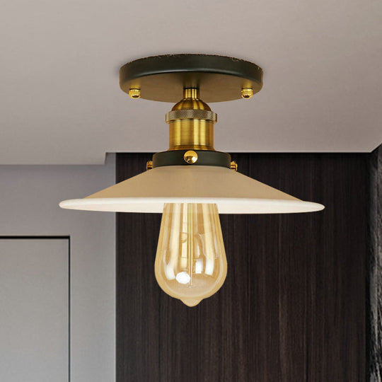 Sleek Saucer Ceiling Light in Black/White for Kitchen - Loft Semi Flush Mount Lighting with 1 Bulb