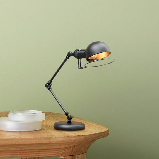 Industrial Black Dome Task Light Table Lamp with Swing Arm, 6.5"/8" Width