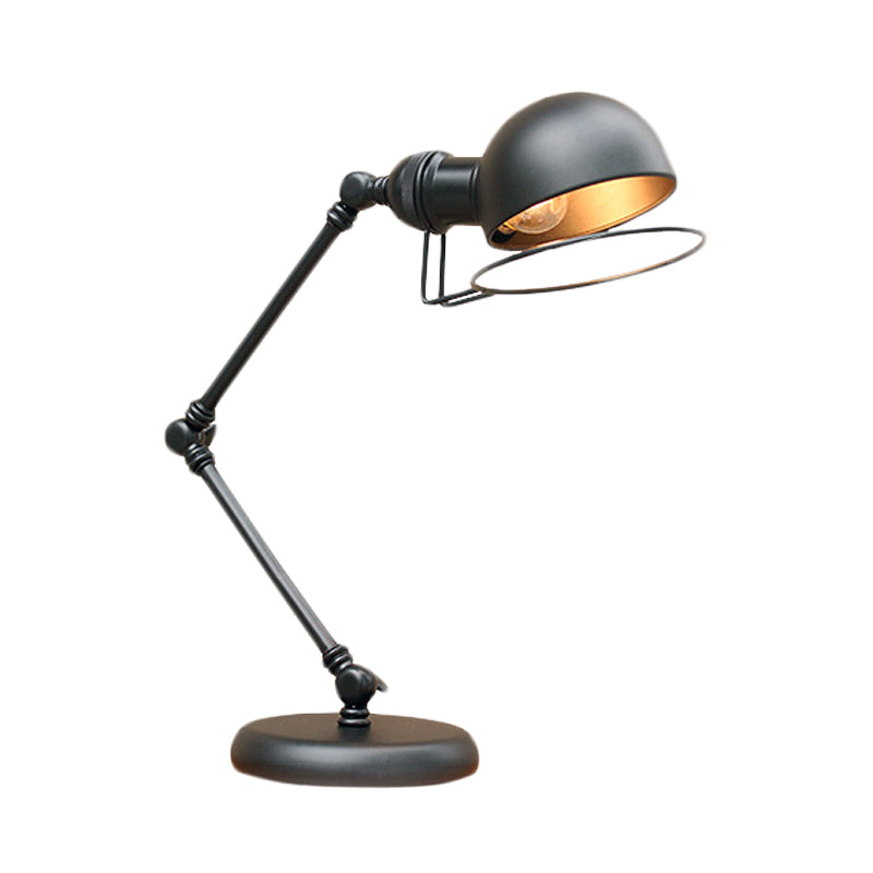 Industrial Black Dome Task Light Table Lamp with Swing Arm, 6.5"/8" Width