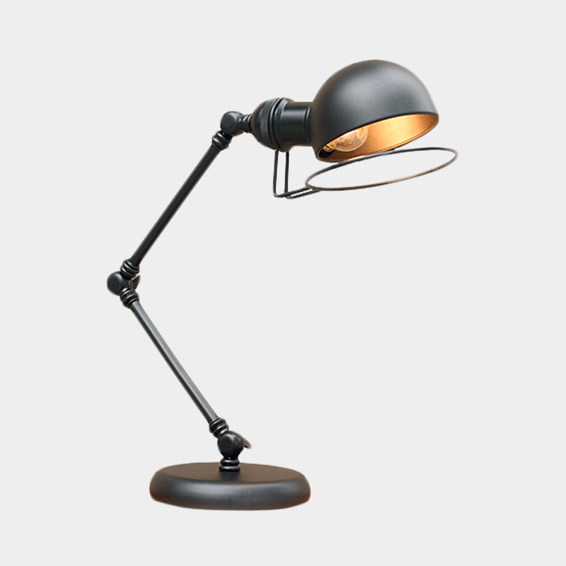 Industrial Black Dome Task Light Table Lamp with Swing Arm, 6.5"/8" Width