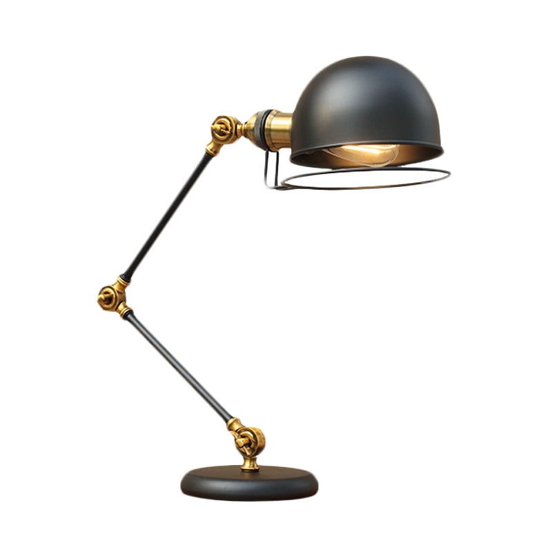 Industrial Black Dome Task Light Table Lamp with Swing Arm, 6.5"/8" Width