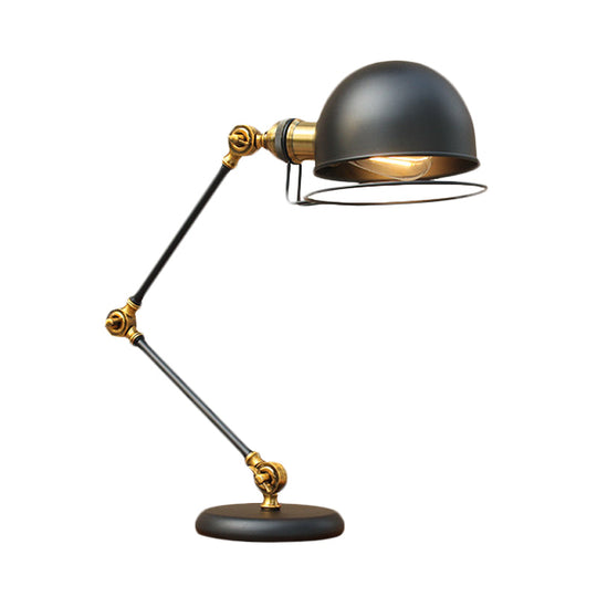 Industrial Black Dome Task Light Table Lamp with Swing Arm, 6.5"/8" Width