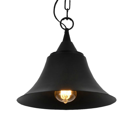 Industrial Restaurant Pendant Light with Bell Iron Shade - Black