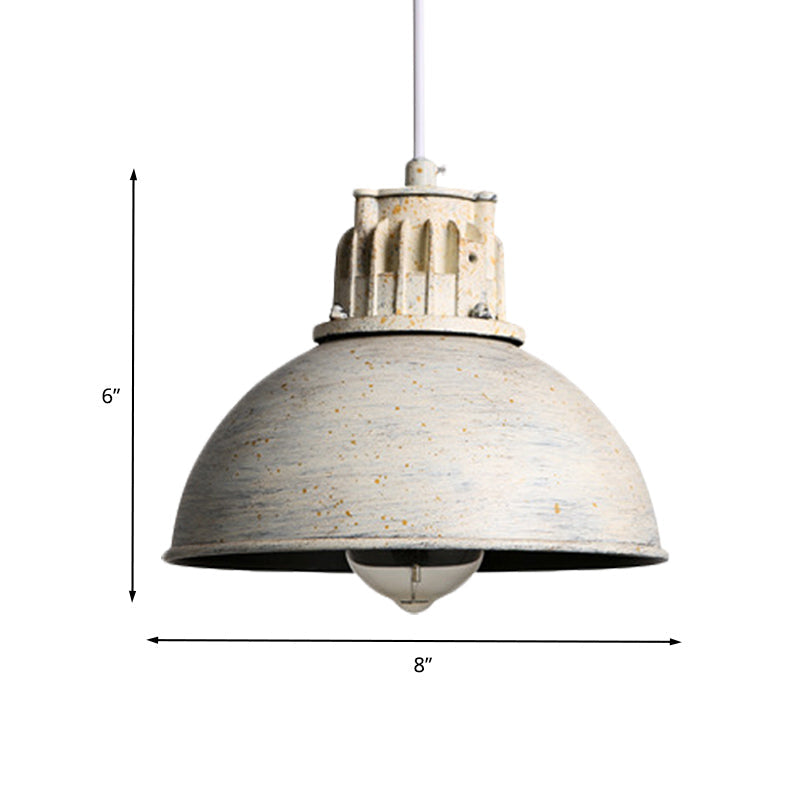 Farmhouse Restaurant Pendant Light with Domed Metallic Shade in Matte White - 1-Light Down Lighting