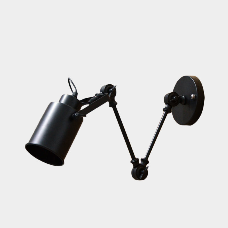 Industrial Iron Swing Arm Wall Sconce Lamp - Black, Corridor Lighting