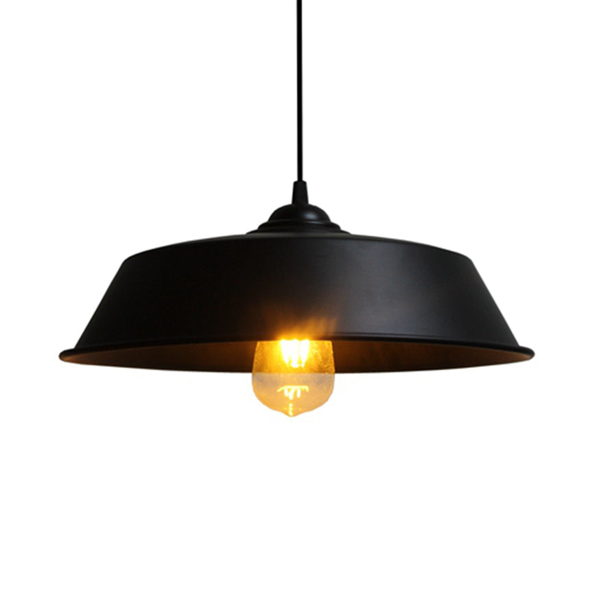 Height Adjustable Farmhouse Barn Pendant Lamp, Black/White Metal Hanging Ceiling Light for Bars