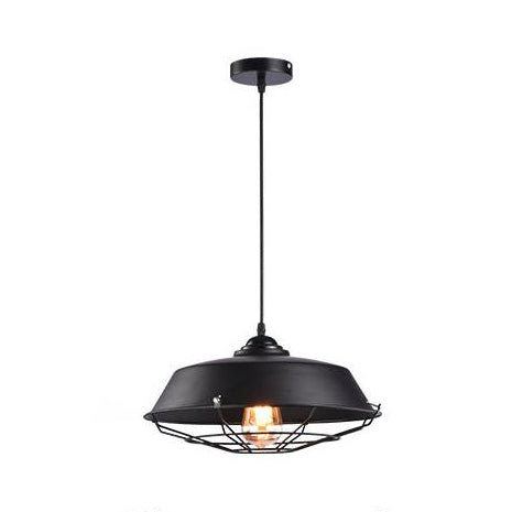 Height Adjustable Farmhouse Barn Pendant Lamp, Black/White Metal Hanging Ceiling Light for Bars