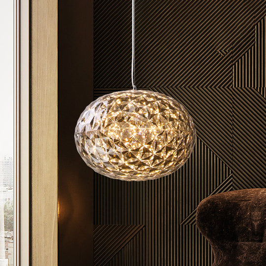 LED Bedside Pendant Lighting - Contemporary Grey Hanging Lamp with Ball Acrylic Shade - 10"/12" Width