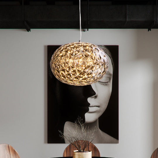 LED Bedside Pendant Lighting - Contemporary Grey Hanging Lamp with Ball Acrylic Shade - 10"/12" Width