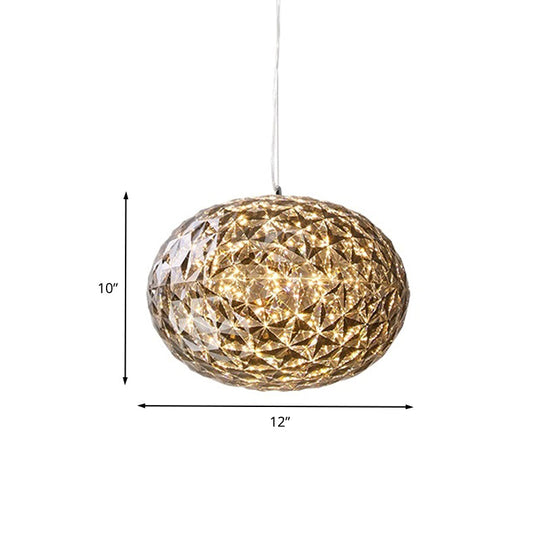 LED Bedside Pendant Lighting - Contemporary Grey Hanging Lamp with Ball Acrylic Shade - 10"/12" Width