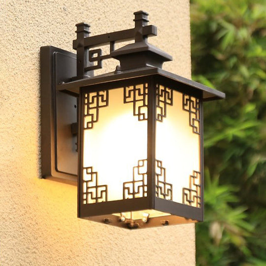 1-Head Countryside Wall Mounted Sconce Lamp with Aluminum Black Finish and Open Bottom Design