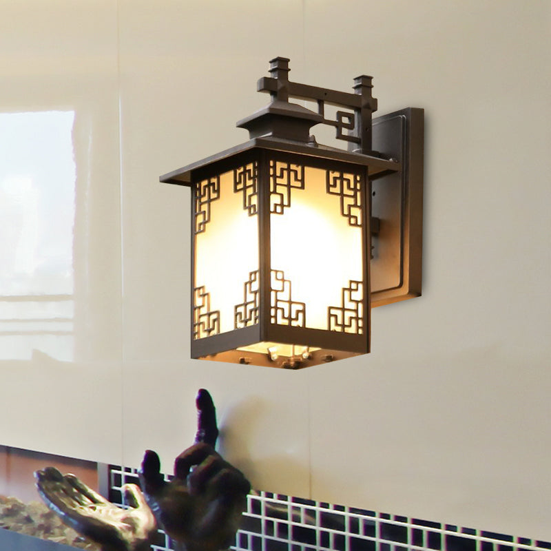 1-Head Countryside Wall Mounted Sconce Lamp with Aluminum Black Finish and Open Bottom Design