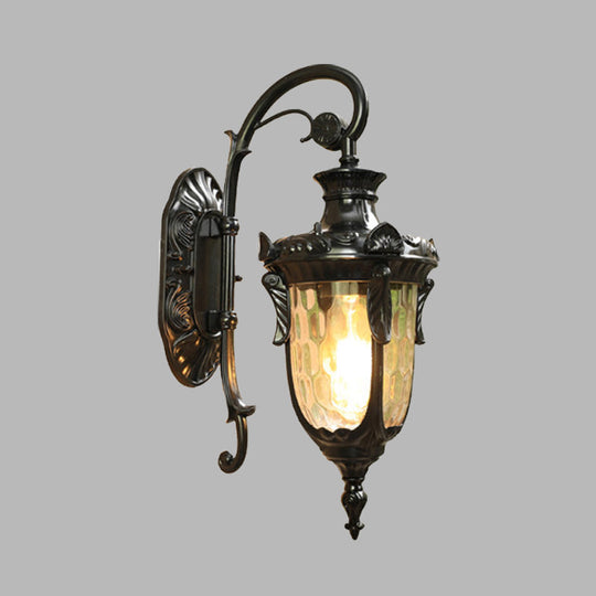 Pinecone Wall Sconce Outdoor Lighting in Gold/Black - Water Glass Countryside Lamp